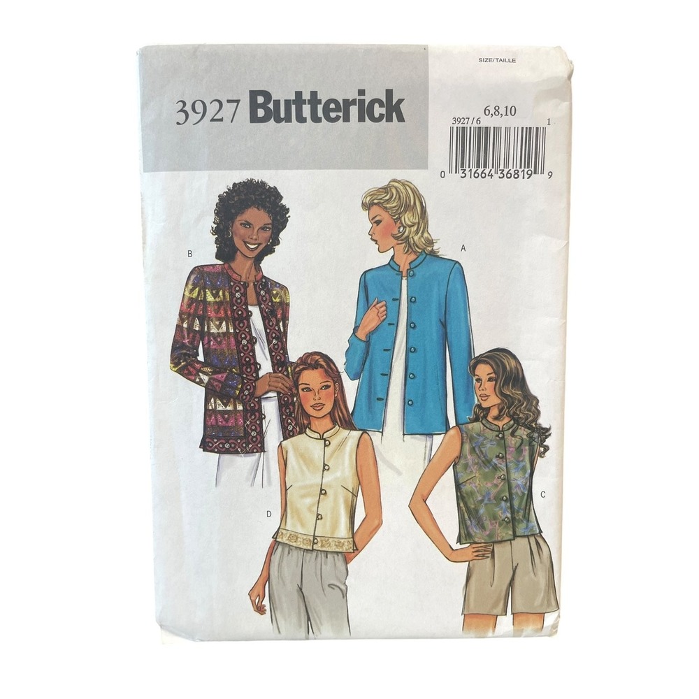 Butterick 3927 Jacket Vest Sizes‎ 6 8 10 Easy Misses Petite 2002 UNCUT